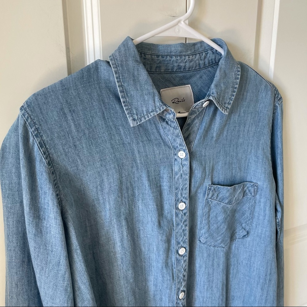 Rails Dana Raw Hem Chambray Shirt - image 7